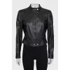 Leather jacket with elastic band