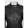 Leather jacket with elastic band