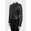 Leather jacket with elastic band