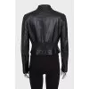 Leather jacket with elastic band