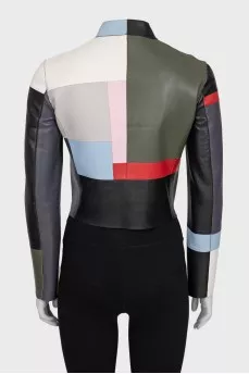 Cropped jacket made of multi-colored leather