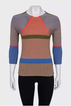 Ribbed jumper with short sleeves
