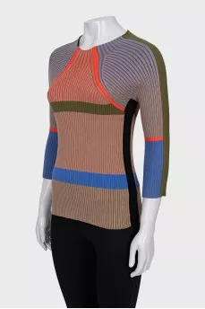 Ribbed jumper with short sleeves