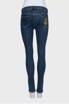 Blue skinny fit jeans with sequins