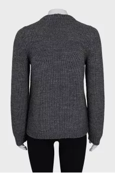 Gray sweater with knitted print