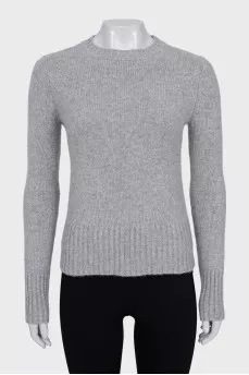 Knitted gray straight-cut sweater