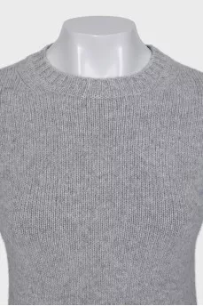 Knitted gray straight-cut sweater