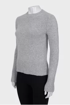 Knitted gray straight-cut sweater