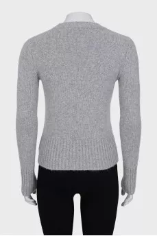 Knitted gray straight-cut sweater