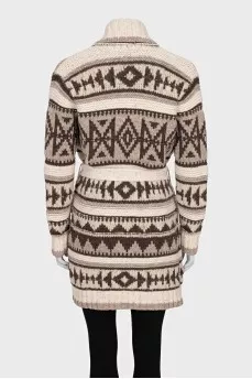 Knitted cardigan with a geometric print