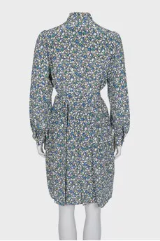 Silk dress with a high collar