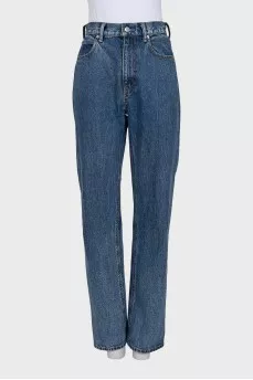 Straight-leg jeans decorated with rhinestones