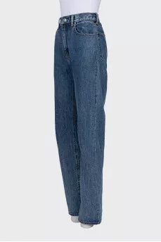 Straight-leg jeans decorated with rhinestones