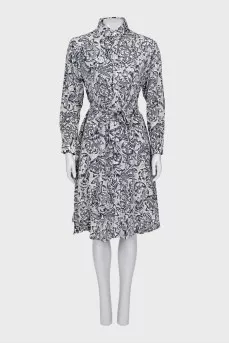 Silk dress with black print