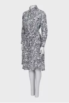 Silk dress with black print