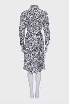 Silk dress with black print
