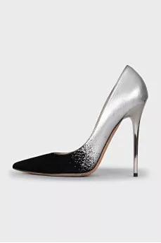 Leather and suede pumps