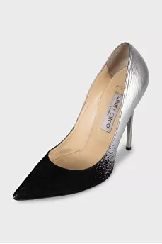 Leather and suede pumps