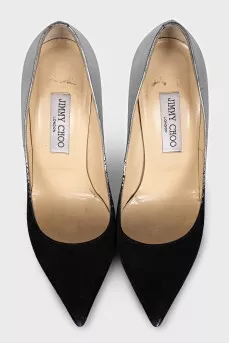 Leather and suede pumps