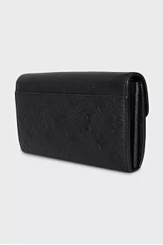 Black leather wallet with branded embossing