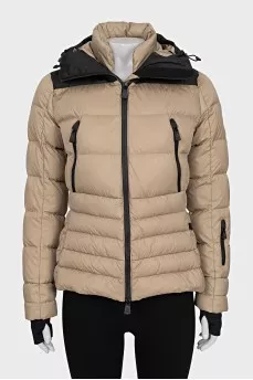 Down jacket with a contrasting hood