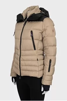 Down jacket with a contrasting hood