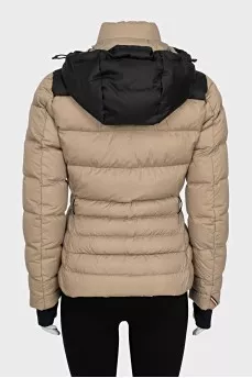 Down jacket with a contrasting hood