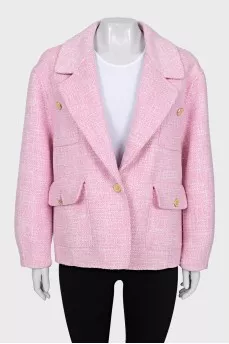 Cropped pink straight-cut coat