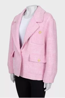 Cropped pink straight-cut coat