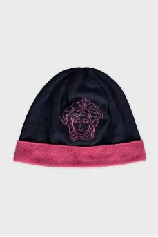 Cashmere hat with brand logo