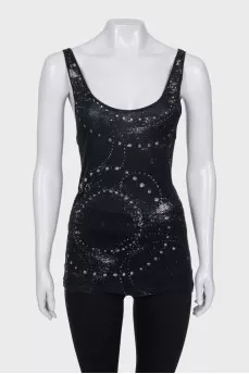 Black sequined tank top