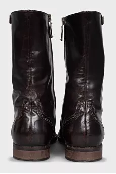Brown boots with perforated leather