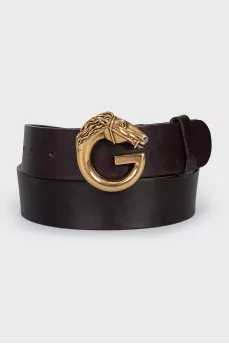 Brown belt with gold buckle