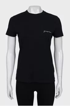 Straight T-shirt with branded embroidery