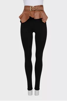 Brown leather peplum