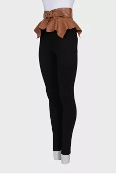 Brown leather peplum