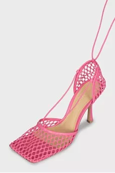 Pink sandals with knitted uppers