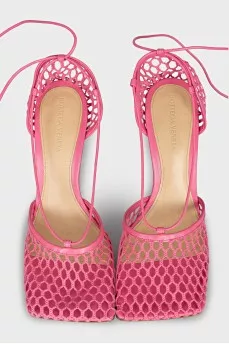 Pink sandals with knitted uppers