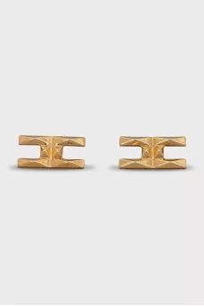 Gold-tone logo earrings
