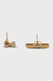 Gold-tone logo earrings