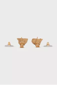 Gold earrings with brand logo