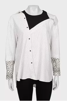 Loose blouse with contrasting cuffs
