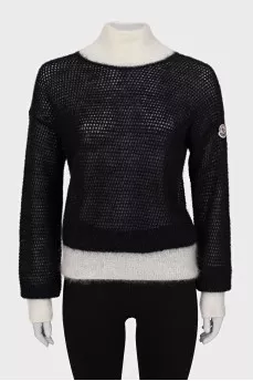 Black and white chunky knit sweater