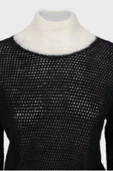 Black and white chunky knit sweater