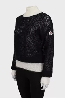 Black and white chunky knit sweater