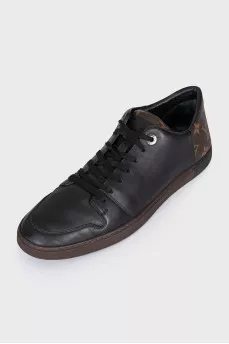 Men's leather sneakers with a printed heel