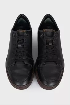 Men's leather sneakers with a printed heel