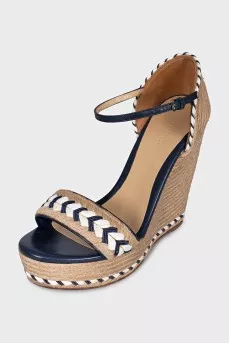Sandals with a woven wedge heel