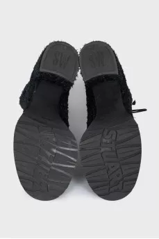 Textile lace-up boots with heels