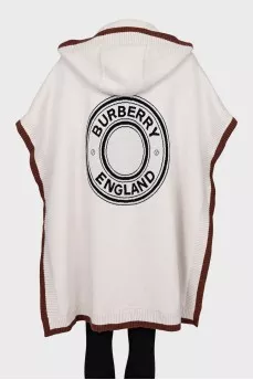 White cape with brand logo
